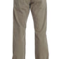 Beige Straight Fit Cotton Jeans for Men