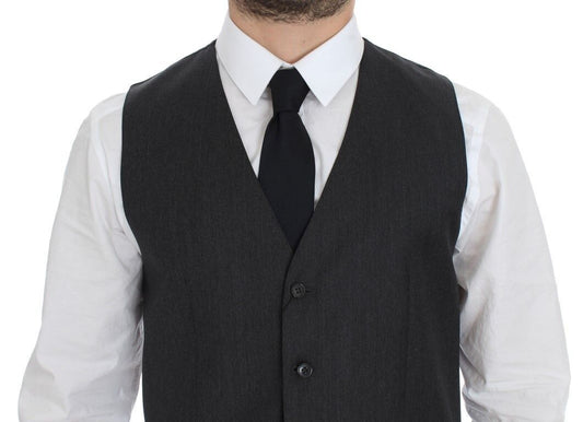 Elegant Gray Wool Formal Vest