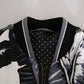 Elegant Banana Leaf Print Silk Bomber Jacket