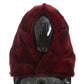 Luxurious Bordeaux Fur Hooded Scarf Wrap