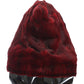 Luxurious Bordeaux Fur Hooded Scarf Wrap