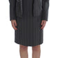 Elegant Gray Striped Dress & Blazer Suit Set