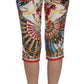 Multicolor Majolica Silk Capri Pants