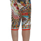 Multicolor Majolica Silk Capri Pants