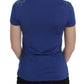 Elegant Blue Crew Neck Tee with Logo Detail