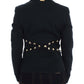 Chic Black Stretch Blazer with Gold Button Detail