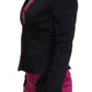 Chic Black and Pink Single-Breasted Blazer