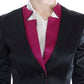 Chic Black and Pink Single-Breasted Blazer