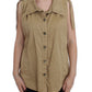 Beige Sleeveless Cotton Blouse