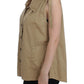 Beige Sleeveless Cotton Blouse