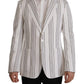 Elegant Striped Cotton Blend Blazer