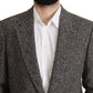 Exquisite Gray Herringbone Blazer Jacket