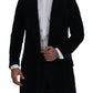 Elegant Black Cotton Long Cardigan Jacket