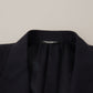 Elegant Navy Wool Blend Slim Blazer