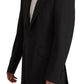 Elegant Slim Black Wool Blazer Jacket