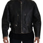 Black Leather Zipper Biker Coat Jacket