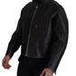 Black Leather Zipper Biker Coat Jacket