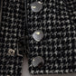 Multicolor Houndstooth Leather Bomber Jacket