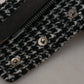Black Houndstooth Polyester Bomber Jacket