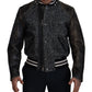 Multicolor Houndstooth Leather Bomber Jacket