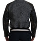 Multicolor Houndstooth Leather Bomber Jacket