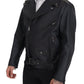 Black Leather Biker Coat Zipper Jacket