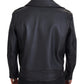Black Leather Biker Coat Zipper Jacket
