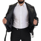 Black Leather Biker Coat Zipper Jacket