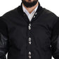 Elegant Black Crystal-Embellished Bomber Jacket