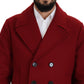 Elegant Red Double Breasted Wool Jacket