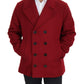 Elegant Red Double Breasted Wool Jacket