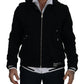 Elegant Black Bomber Jacket with Hood