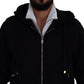 Elegant Black Bomber Jacket with Hood