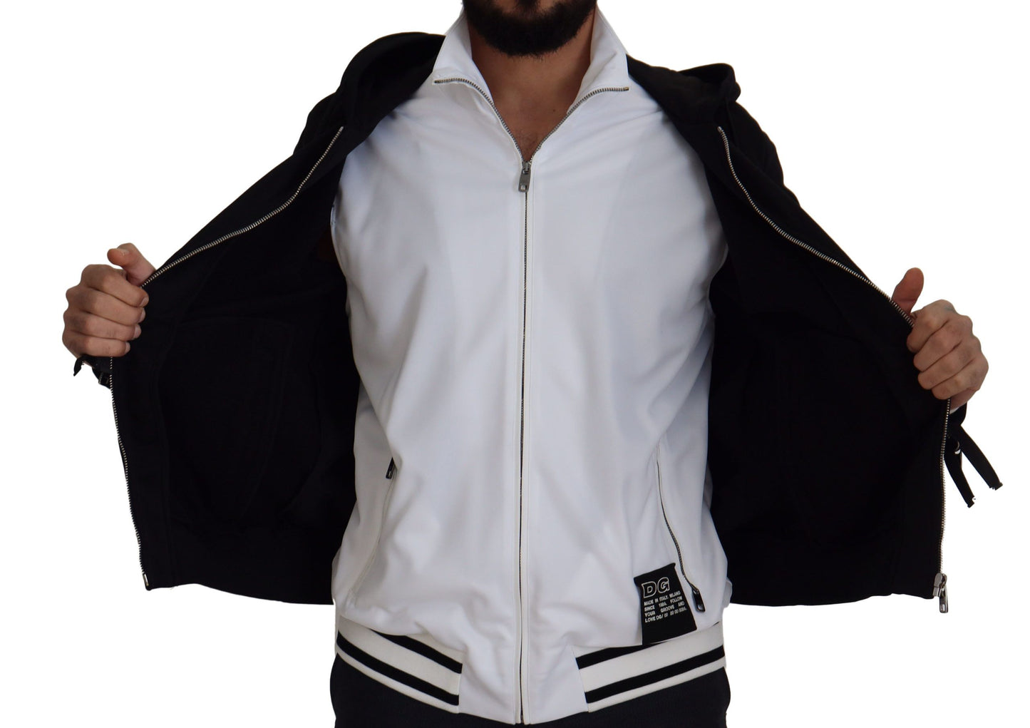 Elegant Black Bomber Jacket with Hood