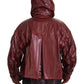 Elegant Bordeaux Full Zip Hooded Jacket