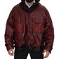 Elegant Bordeaux Full Zip Hooded Jacket