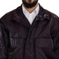 Purple Nylon Collared Biker Coat Jacket