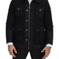 Elegant Full Zip Black Wool Blend Jacket