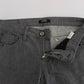 Chic Gray Slim-Fit Designer Jeans