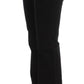 Chic Black Slim Fit Zippered Cotton Jeans