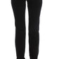 Chic Black Slim Fit Zippered Cotton Jeans