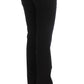 Chic Black Slim Fit Zippered Cotton Jeans