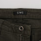 Chic Slim Fit Green Cotton Jeans