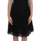 Elegant Black Floral Lace Knee-Length Dress