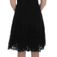 Elegant Black Floral Lace Knee-Length Dress