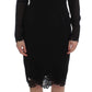 Elegant Black Floral Lace Sheath Dress