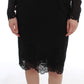 Elegant Black Floral Lace Sheath Dress