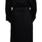 Elegant Black Silk Long Robe Coat