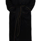 Elegant Black Silk Long Robe Coat