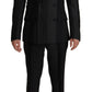 Elegant Black Striped Slim Fit Two-Piece Suit